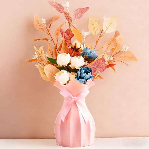 Small Plastic Flower Vase, Ceramic-Look Decorative Vase for Dried & Artificial Flowers, Cute Unbreakable Vase for Home Living Room Dining Wedding Decor(White) in Saudi Arabia