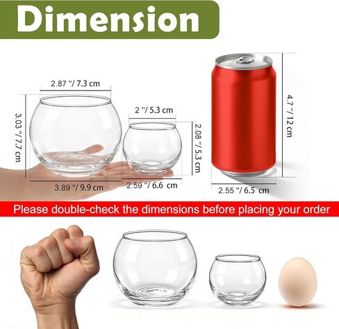 24 Pack Glass Small Bubble Vases, 4" W x3''H Clear Bowl Vases 12 Pcs, 2.6" W x2''H Round Candle Holders 12 Pcs, Mini Globe Vase Centerpiece for Wedding Party Home Decor in Saudi Arabia