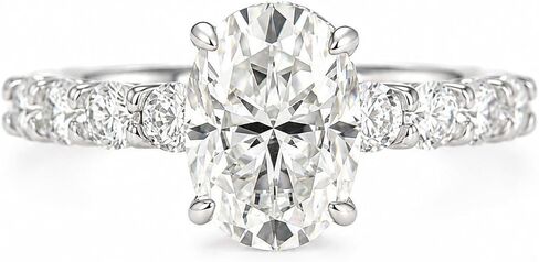 925 Sterling Silver 2.5 Carat Oval Cut Moissanite Engagement Ring,D-Color Elongated VVS1 Gemstone with 3mm Half Eternity Pavé Moissanites Band,Affordable Luxury Everyday Jewelry in Saudi Arabia