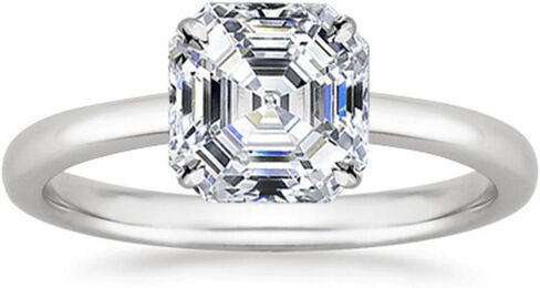 18K White Gold 1-5 Carat Lab Grown Solitaire Emerald Cut IGI Certified Diamond Engagement Ring (D-E Color VVS1-VVS2 in Kuwait