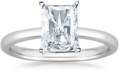 18K White Gold 1-5 Carat Lab Grown Solitaire Emerald Cut IGI Certified Diamond Engagement Ring (D-E Color VVS1-VVS2 in Kuwait