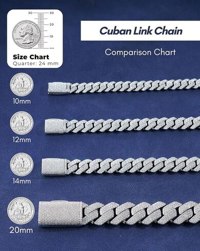 LuxeFlex Moissanite Prong Cuban Link Bracelet/Necklace for Men Women, VVS D Color Moissanite, 5 Times Rhodium Plated, White Gold Iced Out Hip Hop Jewelry with Box Clasp (10mm/12mm/14mm/20mm) in Saudi Arabia