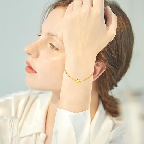 18kt Gold Italian Bracelet for Women, Yellow Gold Four Leaf Flower Link Chain Bracelet Jewelry Anniversary Birthday Gift for Her, Mom, Wife, Sister in Kuwait