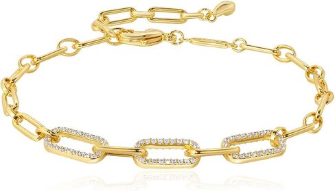 سوار ARSIS Dainty قابل للتكديس للنساء، سلسلة مشبك ورق CZ مطلية بالذهب عيار 18 قيراط مع مشبك منزلق، مجوهرات طبقات قابلة للتعديل للاستخدام اليومي في المكتب الصيفي هدية العطلات in Kuwait