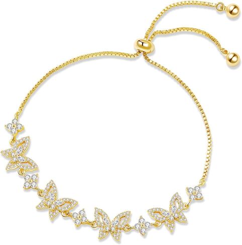18K Gold Plated Adjustable Slider Bracelet (Leaf/Shell/Butterfly), Exquisite Women's Bracelet, High-Shine Jewelry, Sophisticated Accessory to Enhance Women's Charm in Kuwait