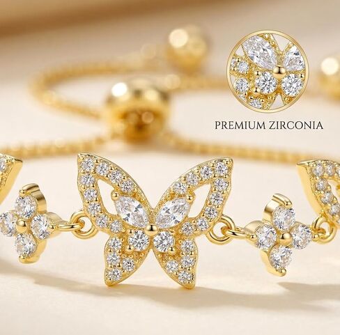 18K Gold Plated Adjustable Slider Bracelet (Leaf/Shell/Butterfly), Exquisite Women's Bracelet, High-Shine Jewelry, Sophisticated Accessory to Enhance Women's Charm in Kuwait