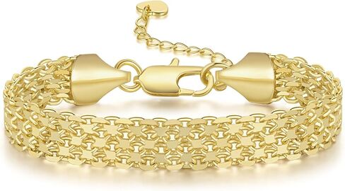 Gold Bracelets for Women 14K Gold Bracelets for Women Chunky Bracelet for Womens Unique Weaving Mesh Texture Adjustable Bracelet for Womens in Saudi Arabia