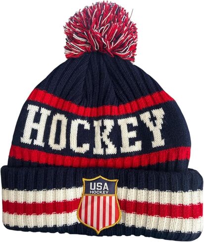 US Hockey Shield Logo Knit Hat Cap Navy | Premium Quality, Comfort & Style | Woold Blend | Fan Gear Limited Edition | Officially Licensed Apparel in Saudi Arabia