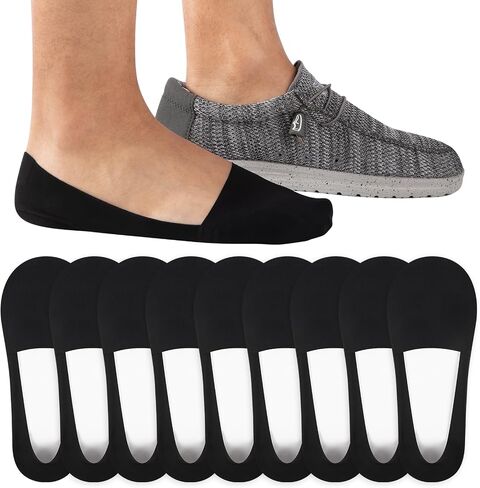 COOVAN 9 Pairs No Show Socks Men Non Slip Low Cut Invisible Liner Footies Thin Silk Casual Socks for Loafers Flat Boat in Kuwait