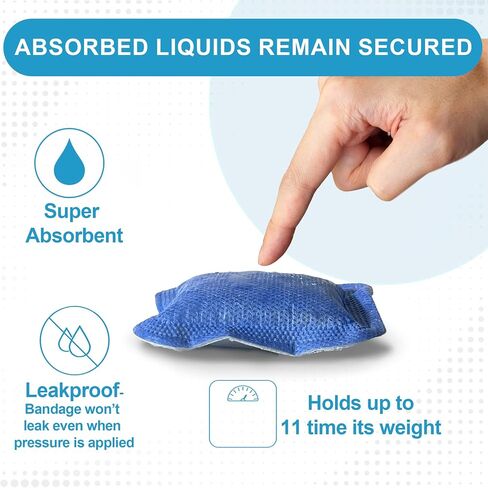 MedVance Super Absorbent Dressing, Dressing Pads for Wound Care, for Pressure Ulcers and 1st/2nd Degree Burns, Superior Moisture Absorbency Bandages, Box of 5 dressings (8"x8") in Kuwait