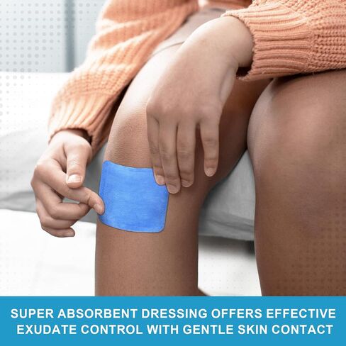 MedVance Super Absorbent Dressing, Dressing Pads for Wound Care, for Pressure Ulcers and 1st/2nd Degree Burns, Superior Moisture Absorbency Bandages, Box of 5 dressings (8"x8") in Kuwait