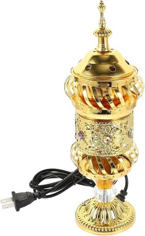 RCFINE Electric Incense Burner Bakhoor Metal Incense Burner Middle Eastern Style Arabic Incense Burner for Aromatherapy Yoga Spa Home Tabletop Decoration (Gold) in Saudi Arabia