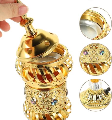 RCFINE Electric Incense Burner Bakhoor Metal Incense Burner Middle Eastern Style Arabic Incense Burner for Aromatherapy Yoga Spa Home Tabletop Decoration (Gold) in Saudi Arabia