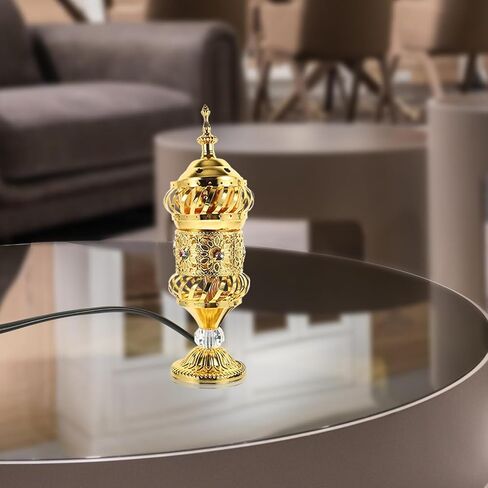 RCFINE Electric Incense Burner Bakhoor Metal Incense Burner Middle Eastern Style Arabic Incense Burner for Aromatherapy Yoga Spa Home Tabletop Decoration (Gold) in Saudi Arabia