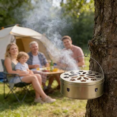 Portable Mosquito Coil Holder with Handle, Round Iron Incense Holder, Anti-Scald Design, for Home and Camping (1) in Saudi Arabia