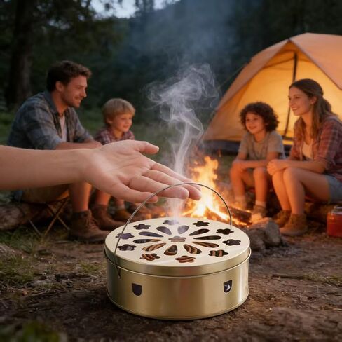 Portable Mosquito Coil Holder with Handle, Round Iron Incense Holder, Anti-Scald Design, for Home and Camping (1) in Saudi Arabia