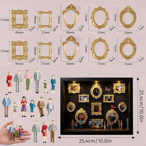 DIY Mini Museum Silhouette Box, Shadow Box Frame Display Case, Personalized Photo Shadow Boxes Display with 7pcs Mini Museum Figurines & 8pcs Mini Gold Frames, Valentine's Day Gifts for Him & Her in Saudi Arabia