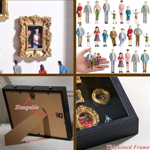 DIY Mini Museum Silhouette Box, Shadow Box Frame Display Case, Personalized Photo Shadow Boxes Display with 7pcs Mini Museum Figurines & 8pcs Mini Gold Frames, Valentine's Day Gifts for Him & Her in Saudi Arabia