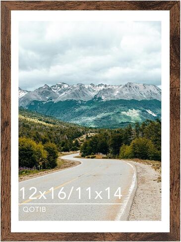 Wood 12x16 Picture Frame with 11x14 Mat Deep Brown, Display 11x14 with Mat or 12x16 Without Mat, Wood 12 by 16 Photo Frame, 12 x 16 Frame for Wall Hanging Display, Deep Brown in Saudi Arabia