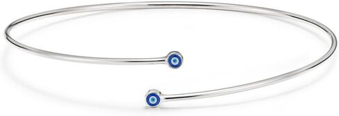 PERIMADE 18K Gold Plated Evil Eye Open Cuff Bangle Bracelet, Dual Lucky Turkish Blue Eye Nazar Bypass Bracelet 925 Sterling Silver Protection Jewelry Birthday Friendship Gift for Mother Best Friend in Saudi Arabia