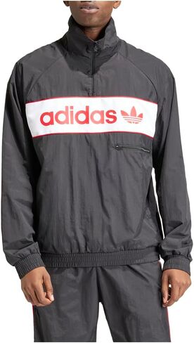adidas Mens Half Zip Ny Logo Windbreaker Athletic Outerwear Casual - Black in Kuwait
