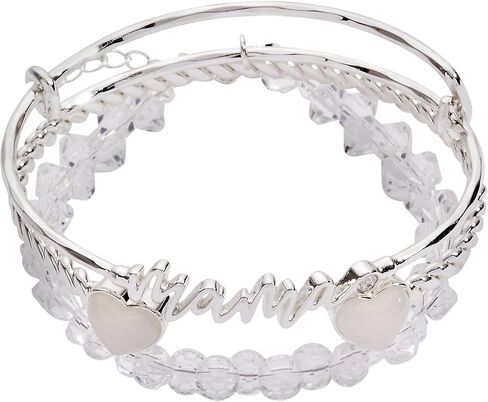 Alex and Ani Mama Bracelets - Women's Bracelets Set of 3, Expandable Wire Bangle, French Rope Cuff with Crystal Heart, Trendy Jewelry for Women in Kuwait