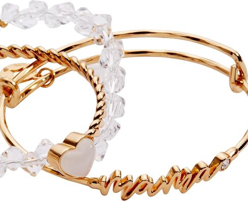 Alex and Ani Mama Bracelets - Women's Bracelets Set of 3, Expandable Wire Bangle, French Rope Cuff with Crystal Heart, Trendy Jewelry for Women in Kuwait