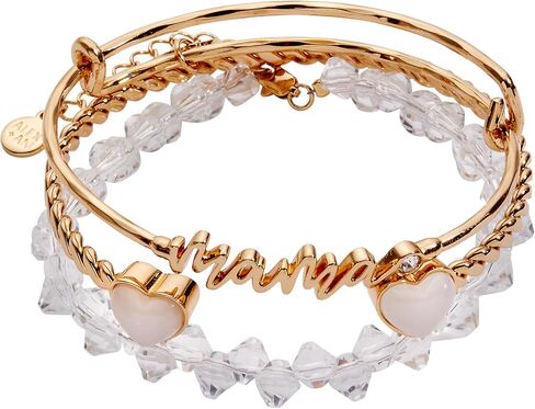 Alex and Ani Mama Bracelets - Women's Bracelets Set of 3, Expandable Wire Bangle, French Rope Cuff with Crystal Heart, Trendy Jewelry for Women in Kuwait