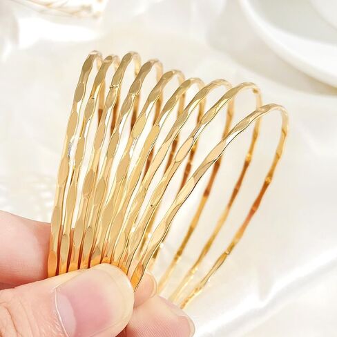 9-Piece Stackable Bangle Set, Minimalist Gold Geometric Cuff Bracelets for Women, Layered Boho Chic Alloy Arm Party Jewelry in Saudi Arabia