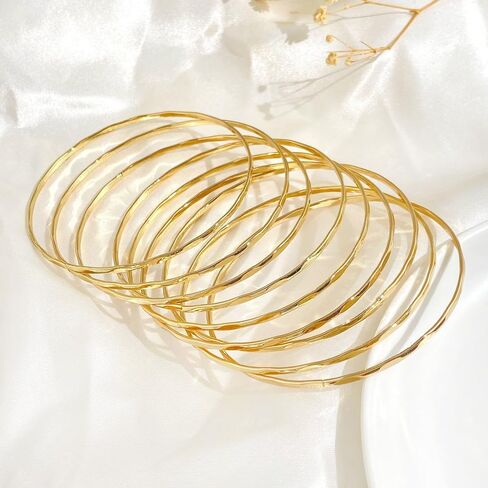 9-Piece Stackable Bangle Set, Minimalist Gold Geometric Cuff Bracelets for Women, Layered Boho Chic Alloy Arm Party Jewelry in Saudi Arabia