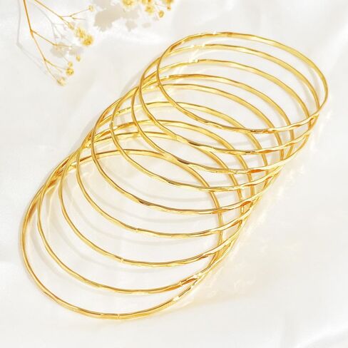 9-Piece Stackable Bangle Set, Minimalist Gold Geometric Cuff Bracelets for Women, Layered Boho Chic Alloy Arm Party Jewelry in Saudi Arabia