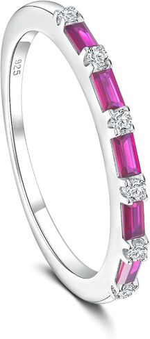 925 Sterling Silver 1.5mm Thin Stackable Rings for Women Created Ruby/Sapphire/Emerald/Cubic Zirconia Band(with Gift Box) in Saudi Arabia