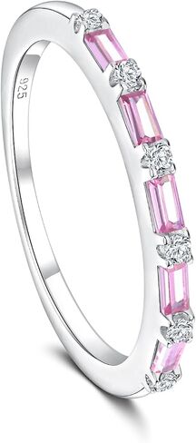 925 Sterling Silver 1.5mm Thin Stackable Rings for Women Created Ruby/Sapphire/Emerald/Cubic Zirconia Band(with Gift Box) in Saudi Arabia