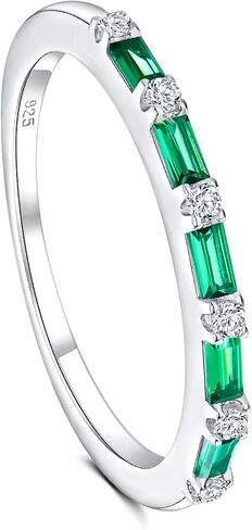 925 Sterling Silver 1.5mm Thin Stackable Rings for Women Created Ruby/Sapphire/Emerald/Cubic Zirconia Band(with Gift Box) in Saudi Arabia