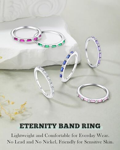 925 Sterling Silver 1.5mm Thin Stackable Rings for Women Created Ruby/Sapphire/Emerald/Cubic Zirconia Band(with Gift Box) in Saudi Arabia