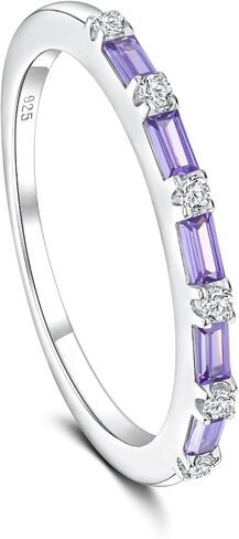 925 Sterling Silver 1.5mm Thin Stackable Rings for Women Created Ruby/Sapphire/Emerald/Cubic Zirconia Band(with Gift Box) in Saudi Arabia