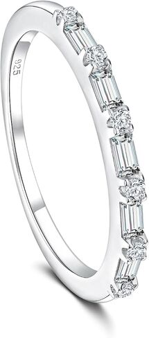 925 Sterling Silver 1.5mm Thin Stackable Rings for Women Created Ruby/Sapphire/Emerald/Cubic Zirconia Band(with Gift Box) in Saudi Arabia