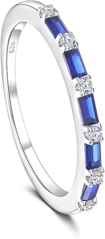 925 Sterling Silver 1.5mm Thin Stackable Rings for Women Created Ruby/Sapphire/Emerald/Cubic Zirconia Band(with Gift Box) in Saudi Arabia
