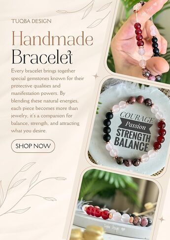Anxiety Relief Beaded Crystal Bracelet for Women Natural Gemstone Beaded Jewelry, Mothers Days Gifts, Christmas, Birthday gift, Onyx, Rose Quartz, Carnelian & Rhodonite in Saudi Arabia