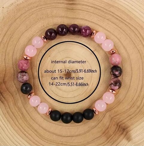 Anxiety Relief Beaded Crystal Bracelet for Women Natural Gemstone Beaded Jewelry, Mothers Days Gifts, Christmas, Birthday gift, Onyx, Rose Quartz, Carnelian & Rhodonite in Saudi Arabia