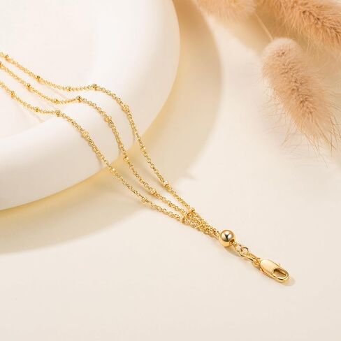 Gold Bracelets For Women 14K Gold Bracelet For Women Layered Bracelet For Womens Dainty Chain Fashion Jewelry Beaded Bracelets For Womens With Adjustable Length 7-8.6 Inches in Saudi Arabia