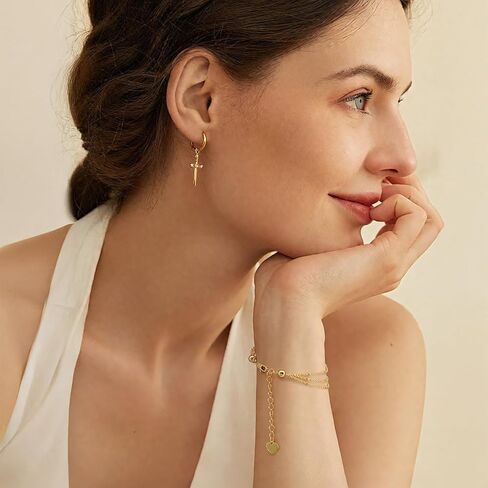 Gold Bracelets For Women 14K Gold Bracelet For Women Layered Bracelet For Womens Dainty Chain Fashion Jewelry Beaded Bracelets For Womens With Adjustable Length 7-8.6 Inches in Saudi Arabia