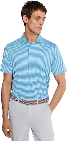 PUMA Mens Brrr Stripe Short Sleeve Golf Shirt Casual Casual - Blue in Kuwait