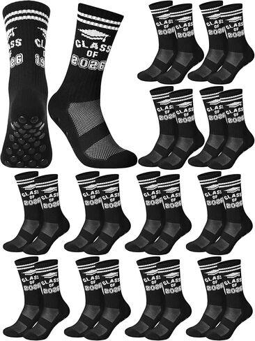 Chicingyou 12 Pairs Class of 2026 Graduation Socks, Non Slip Sports Grip Crew Socks for Men Women, Senior Team Gifts in Kuwait