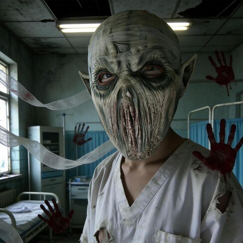 Silent Devil Latex Mask, Horror Monster Zombie Mask for Halloween Cosplay Party Props in Saudi Arabia