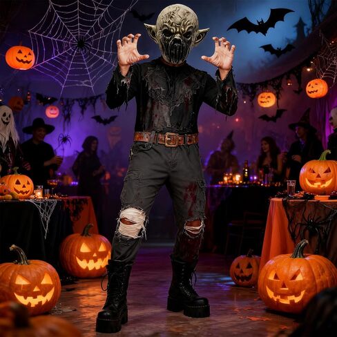 Silent Devil Latex Mask, Horror Monster Zombie Mask for Halloween Cosplay Party Props in Saudi Arabia