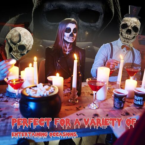 skull mask moving jaw - scary halloween masks for adults men, full head skeleton latex mask with neck for Cosplay Party Props/Halloween Masquerade Partie/Carnival/Christmas/Easter/Costume Parties in Saudi Arabia