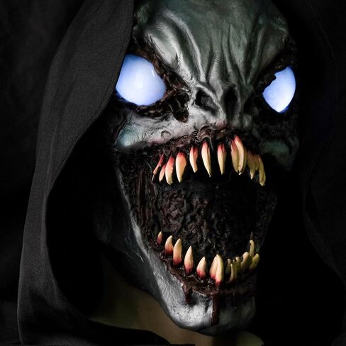 Monster Eyes Light Up Mask Halloween Scary Led Mask, Latex Creepiest Full Head Realistic Horror Zombie Ghost Devil Cosplay Costume Mask Party Props in Saudi Arabia
