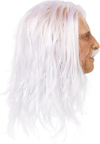 Old Man Mask Realistic Grandpa Mask Human Face with White Beard and Hair Halloween Cosplay Costume Props in Saudi Arabia