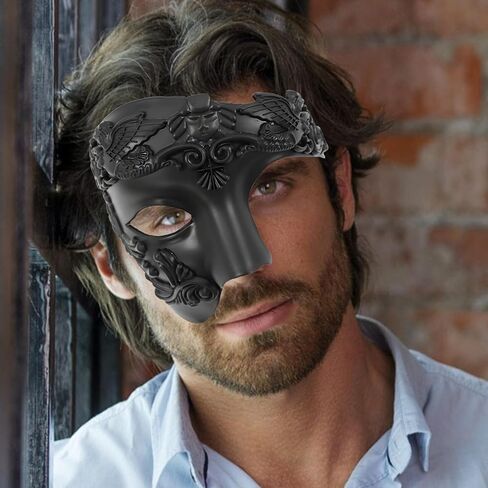 JOYFISCO Masquerade Mask for Men Vintage Half Face Roman Warrior Phantom Of The Opera Mask for Halloween Mardi Gras Prom Ball in Saudi Arabia